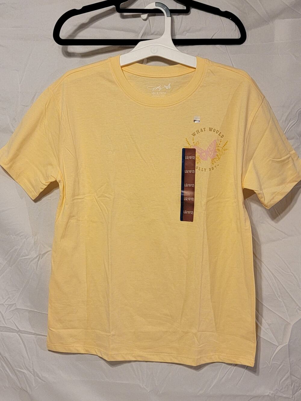 Dolly Parton Girls' Front and Back Graphic Short Sleeve Tee Yellow Sz L 10/12
